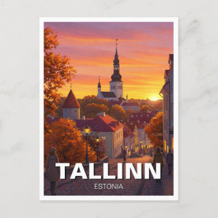 Sunset in Tallinn Estland Travel Vykort