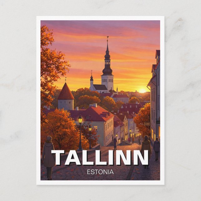 Sunset in Tallinn Estland Travel Vykort (Framsida)