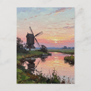Sunset in the Broads England Travel Vykort
