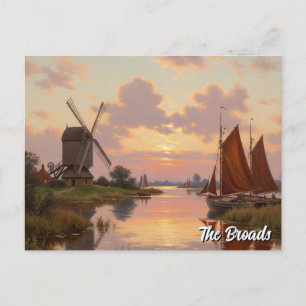 Sunset in the Broads England Travel Vykort