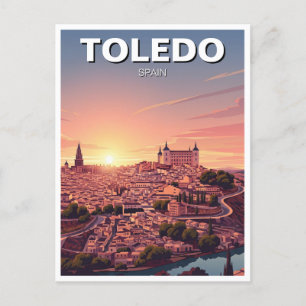 Sunset in Toledo Spain Alcazar Travel Vykort