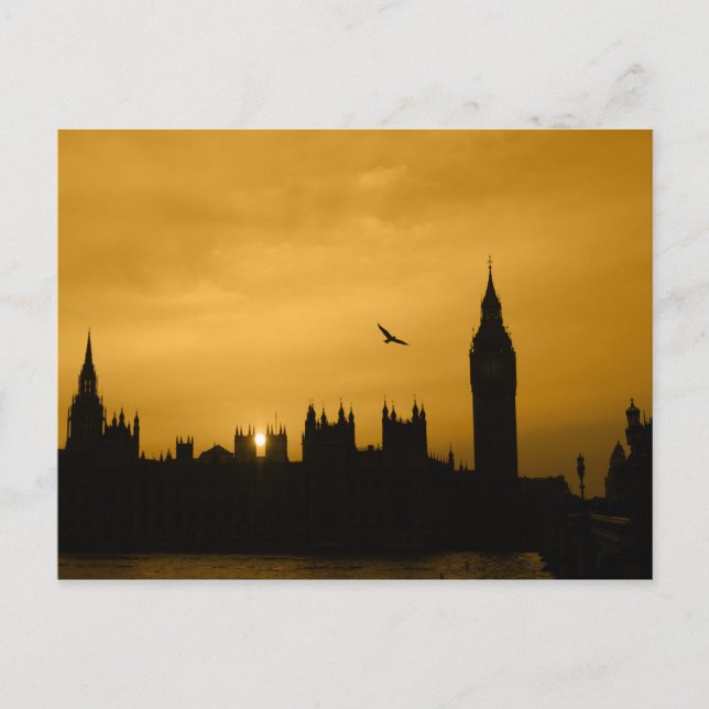 Sunset in Westminster - Big Ben-London-Postcard Vykort (Framsida)