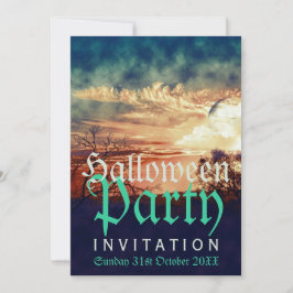 Sunset-inbjudningar för Halloween Måne Land Inbjudningar