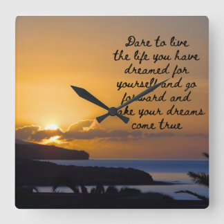 Sunset inspirational Quote Fyrkantig Klocka