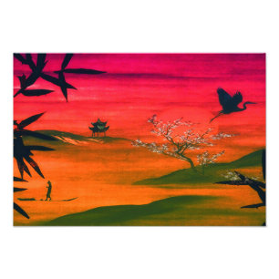 SUNSET JAPANESE LANDSCAPE ART PRINT FOTOTRYCK