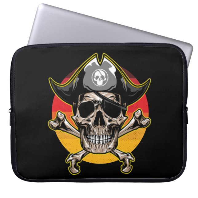 Sunset Jolly Roger Skull Laptop sleeve (Framsidan)