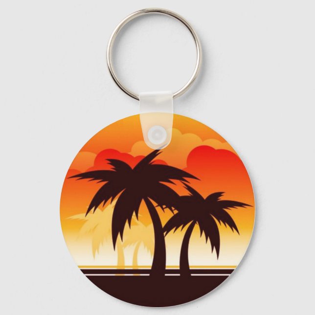 Sunset Keychain handflatan Träd Nyckelring (Framsida)