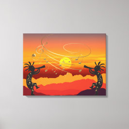 Sunset Kokopelli och Music Kanvastryck