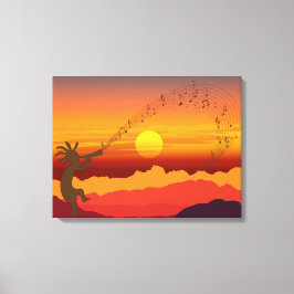 Sunset Kokopelli och Music Kanvastryck