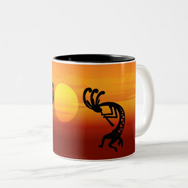 Sunset Kokopelli Två-Tonad Mugg (Framsida höger)