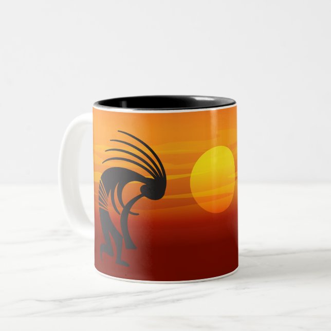 Sunset Kokopelli Två-Tonad Mugg (Framsida vänster)