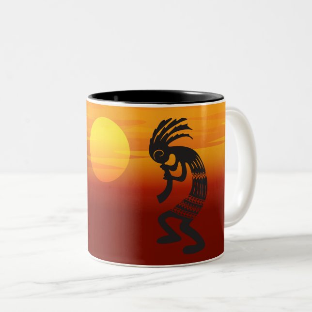 Sunset Kokopelli Två-Tonad Mugg (Framsida höger)