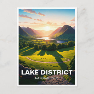 Sunset Lake District Nationalpark Vykort