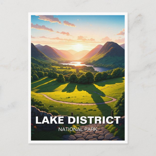 Sunset Lake District Nationalpark Vykort (Framsida)