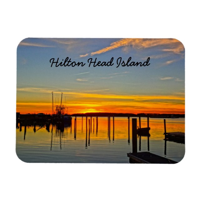 Sunset Landing Skull Bäck Boathouse Hilton Head Magnet (Horisontell)