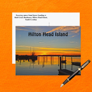 Sunset Landing Skull Bäck Boathouse Hilton Head Vykort