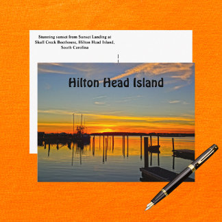 Sunset Landing Skull Bäck Boathouse Hilton Head Vykort