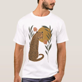 Sunset Leopard - Botaniskt jungle Art T Shirt