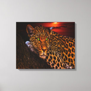 Sunset Leopard Canvastryck