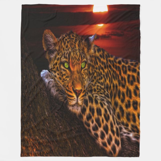 Sunset Leopard Fleecefilt (Framsidan)