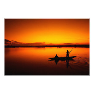 Sunset liggande med Boat-68465 Fototryck