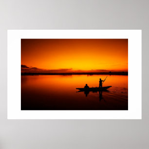 Sunset liggande med Boat-68465 Poster