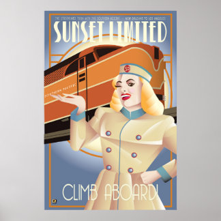 Sunset Limited Railway vintage poster 