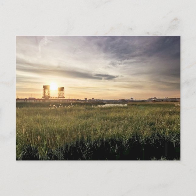 Sunset Lincoln Park Väster Hackensack River Bridge Vykort (Framsida)