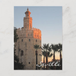 Sunset lit Golden Torn i Sevilla, Spanien Vykort