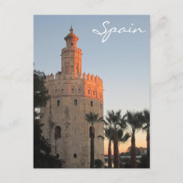 Sunset lit Golden Torn i Sevilla, Spanien Vykort