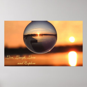Sunset Live Kärlek Laugh Explore inspirational Poster