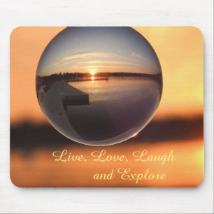 Sunset Live Laugh Kärlek Crystal Boll Musmatta