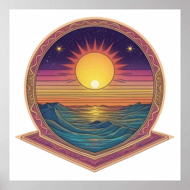 Sunset Mandala Horizon Poster (Framsidan)