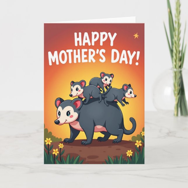 Sunset Marsupial Family Card Kort (Framsida)