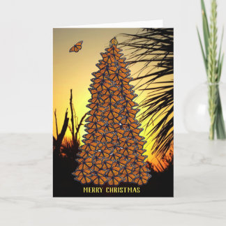 Sunset Monarch Butterflies Julgran Helgkort