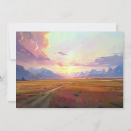Sunset Montana Big Himlar Sunset Painting Foothill Julkort