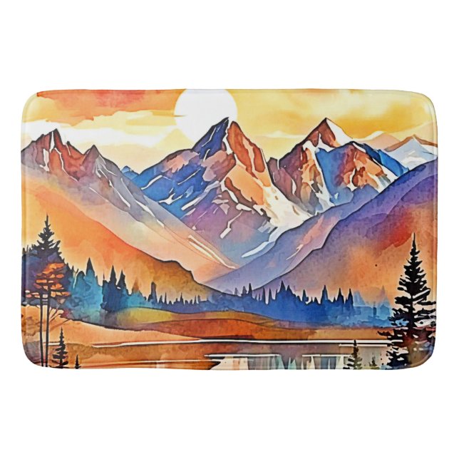 Sunset Mountain Art Design Badrumsmatta (Framsidan)