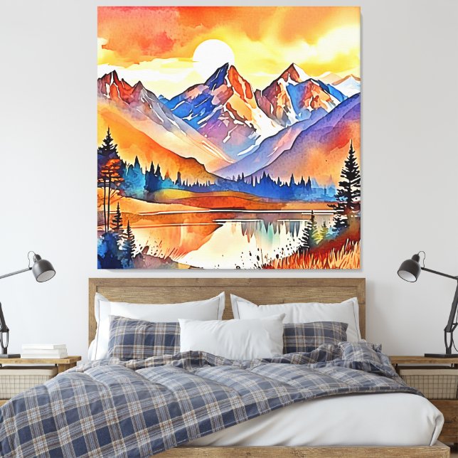 Sunset Mountain Art Design Canvastryck (Insitu (sovrum))