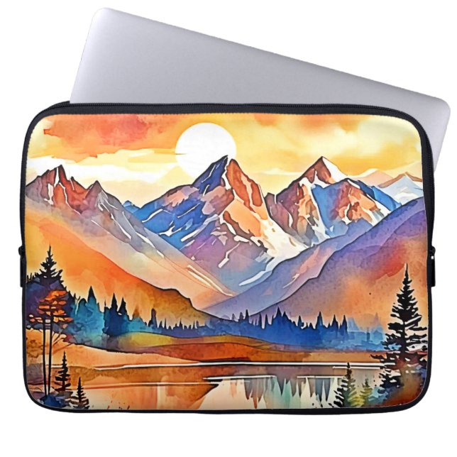 Sunset Mountain Art Design Laptop Fodral (Framsidan)