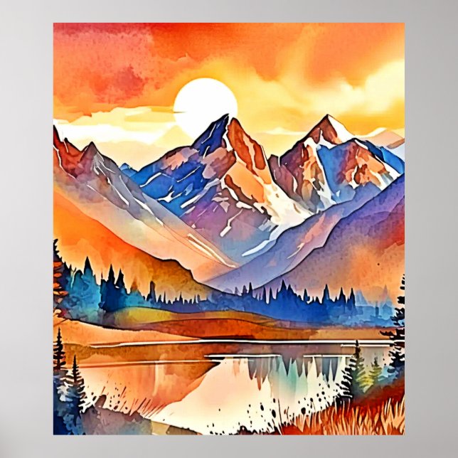 Sunset Mountain Art Design Poster (Framsidan)
