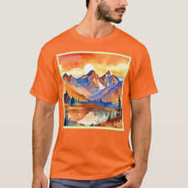 Sunset Mountain Art Design T Shirt