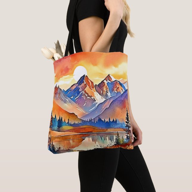 Sunset Mountain Art Design Tygkasse (Närbild)