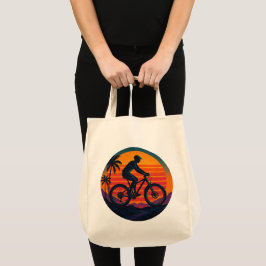 Sunset Mountain Biker Retro Äventyr Art Tygkasse