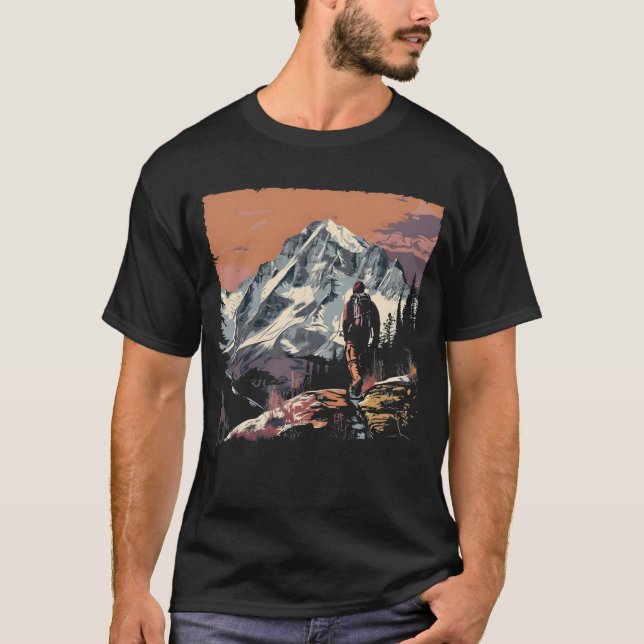 Sunset Mountain Hiking T Shirt (Framsida)
