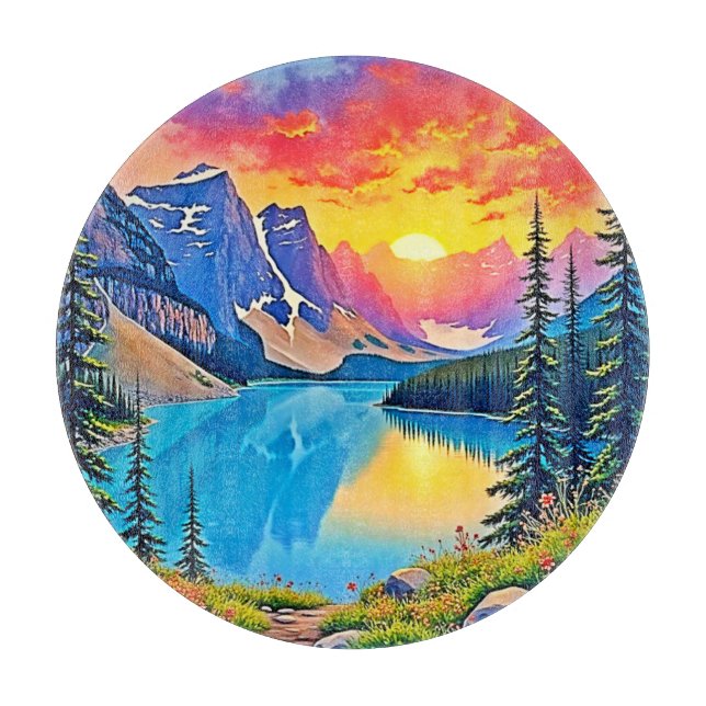 Sunset Mountain Lake Majesty Art (Framsidan)