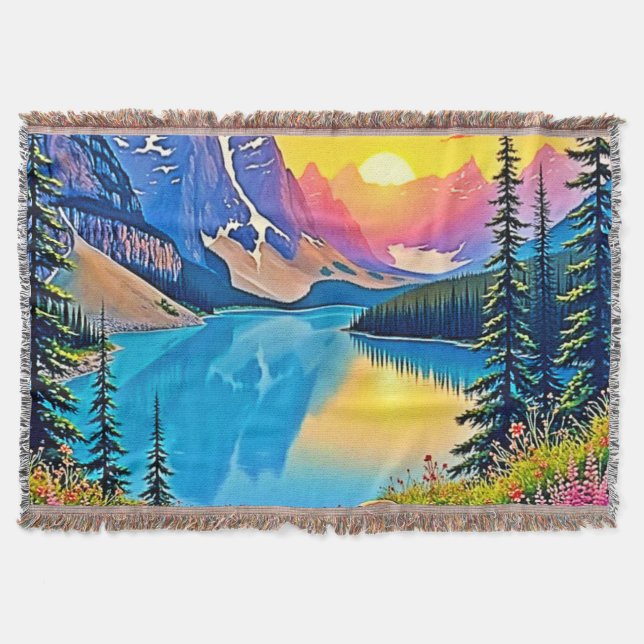 Sunset Mountain Lake Majesty Art Filt (Framsidan)