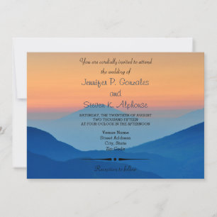 Sunset Mountain Powder Blue Bröllop Inbjudningar