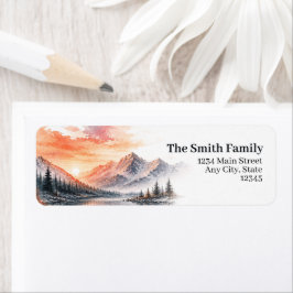 Sunset Mountain Return Address Labels | Pine Trees Returadress Etikett