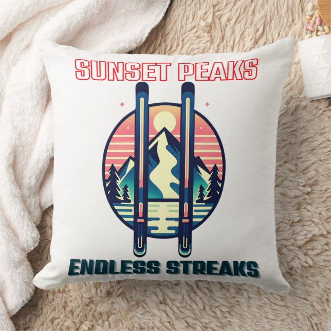 Sunset Mountain Ski Äventyr Kudde (Filt)