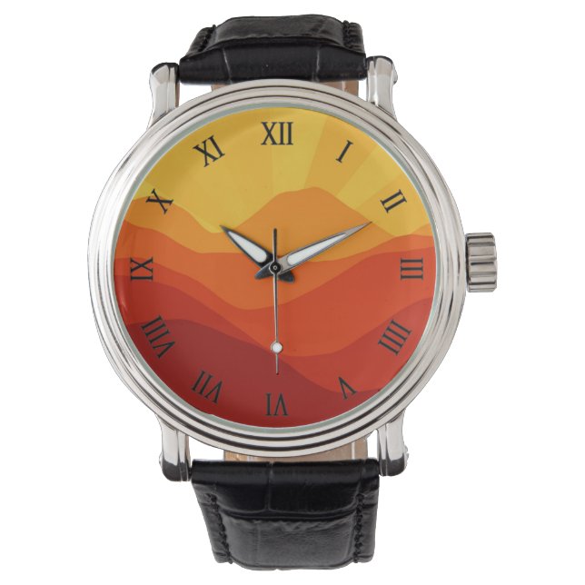 Sunset Mountains Banner Armbandsur (Framsida)